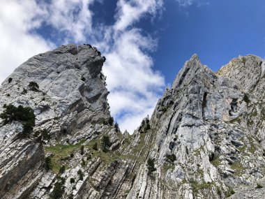 Vadi Wagital veya Waegital ve alp Gölü Wagitalersee (Waegitalersee), Innerthal yukarıda Bockmattlistock Dağı - Schwyz Kandon, İsviçre