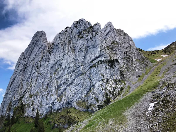 Bockmattlistock Berg Boven Vallei Wagital Waegital Alpine Lake Wagitalersee Waegitalersee — Stockfoto