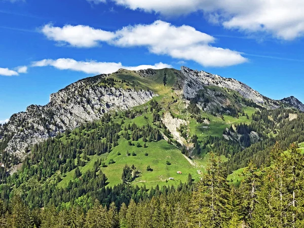 Chopfenberg Nebo Choepfenberg Mountain Nad Údolím Wagital Nebo Waegital Alpské — Stock fotografie