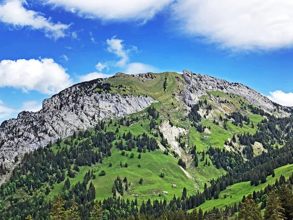 Chopfenberg Eller Choepfenberg Berget Ovanför Dalen Wagital Eller Waegital Och — Stockfoto