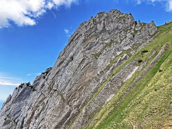 Wagital Waegital Völgy Wagitalersee Waegitalersee Hegyvonulat Feletti Alpesi Csúcsok Kövei — Stock Fotó