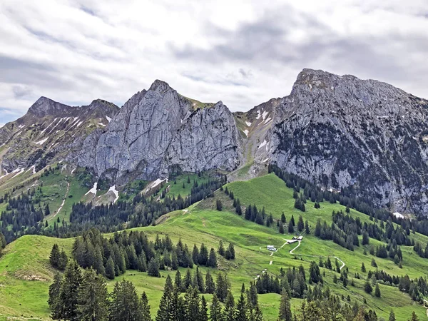 ティアベルク ボックマットリストック シベルク山脈の上の谷ワギタルまたはワギタル湖と高山のワギタレル湖 ワギタレルゼー インナータール シュヴィーツ州 スイス — ストック写真