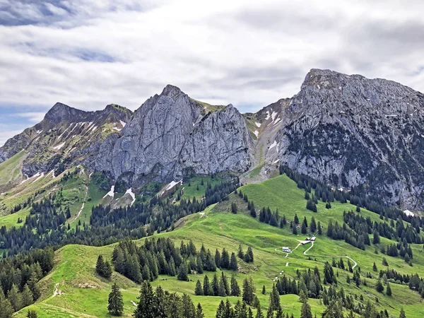 Tierberg Bockmattlistock Schiberg Bergen Boven Vallei Wagital Waegital Alpine Lake — Stockfoto