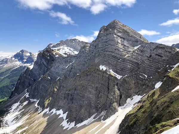 Brunnelistock Bruennelistock Plattenberg Mountains Wagital Valley Waegital Wagitalersee Alpine Lake — Stock Photo, Image