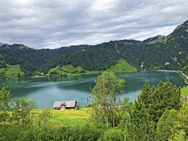 Αλπικό Τοπίο Της Αλπικής Λίμνης Wagitalersee Waegitalersee Στην Κοιλάδα Wagital — Φωτογραφία Αρχείου