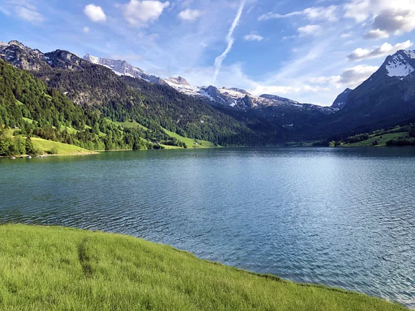 Альпійські Пейзажі Wagitalersee Або Waegitalersee Високогірне Озеро Долині Ватал Waegтал — стокове фото