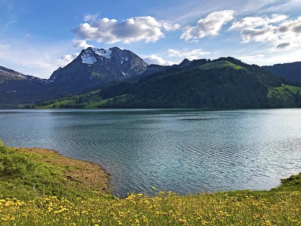 Paisaje Alpino Del Lago Alpino Wagitalersee Waegitalersee Valle Wagital Waegital — Foto de Stock