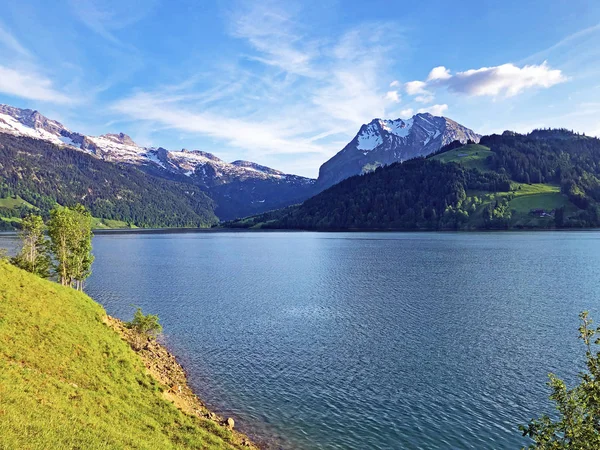 Alpská Scenérie Wagitalersee Nebo Waegitalersee Alpské Jezero Údolí Wagital Waegital — Stock fotografie