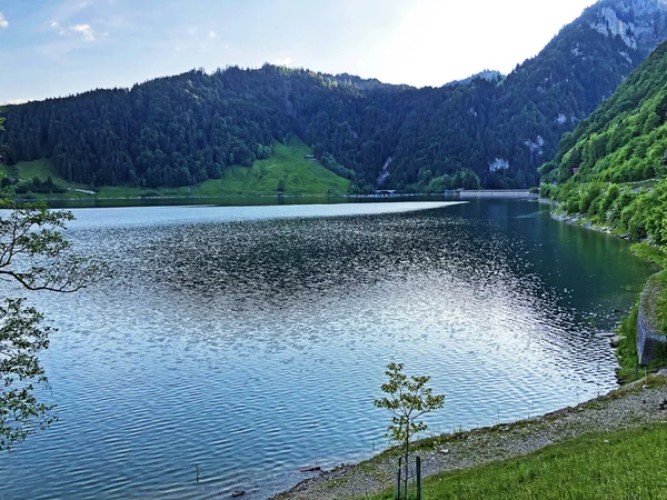 Paesaggio Alpino Del Wagitalersee Waegitalersee Lago Alpino Nella Valle Wagital — Foto Stock