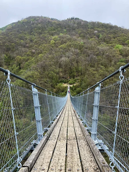 Ponte Tibetano Carasc Ponte Tibetano Valle Sementina Tibetische Brucke Carasc — Foto Stock