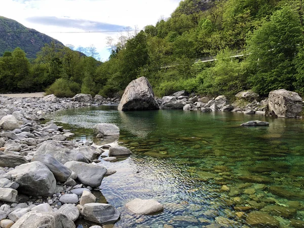 Fiume Maggia Valle Maggia Valle Maggia Fluss Maggia Maggiatal Canton — Foto Stock