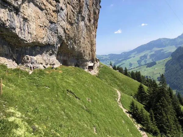 Aescher Felsen Ascher Felsen Nella Catena Montuosa Alpstein Nella Regione — Foto Stock