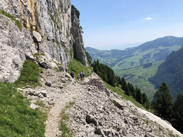 Pěší Túry Turistické Stezky Hoře Ebenalp Turistické Oblasti Appenzellerland Kantonu — Stock fotografie