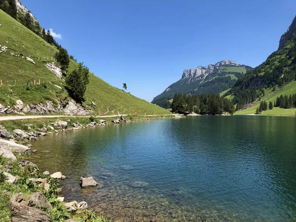 Pintoresco Sendero Circular Largo Del Lago Alpino Seealpsee Región Turística — Foto de Stock