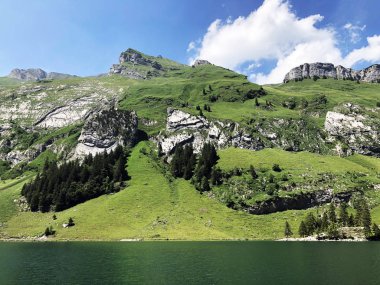 Alp dağları alpstein ve Appenzellerland bölgesinde Schafler veya Schaefler ve Ebenalp zirveleri - Appenzell Innerrhoden Kantonu (Ai), İsviçre