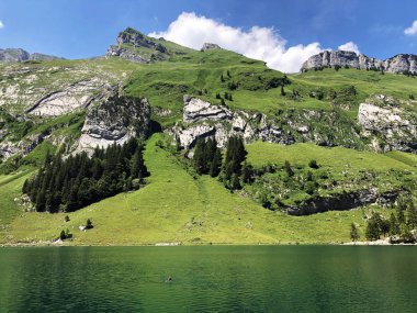Alp dağları alpstein ve Appenzellerland bölgesinde Schafler veya Schaefler ve Ebenalp zirveleri - Appenzell Innerrhoden Kantonu (Ai), İsviçre