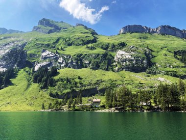 Alp dağları alpstein ve Appenzellerland bölgesinde Schafler veya Schaefler ve Ebenalp zirveleri - Appenzell Innerrhoden Kantonu (Ai), İsviçre