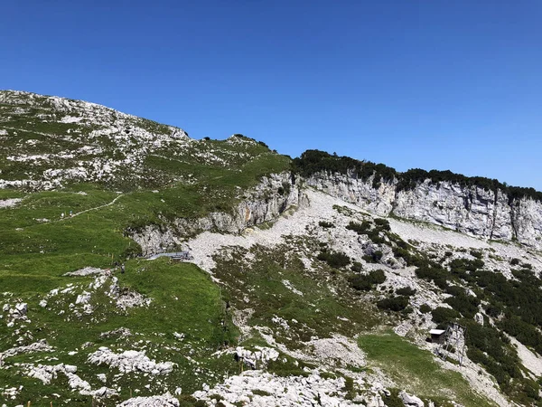 Pico Alpino Schafler Schaefler Cordillera Alpstein Cantón Appenzell Innerrhoden Suiza —  Fotos de Stock