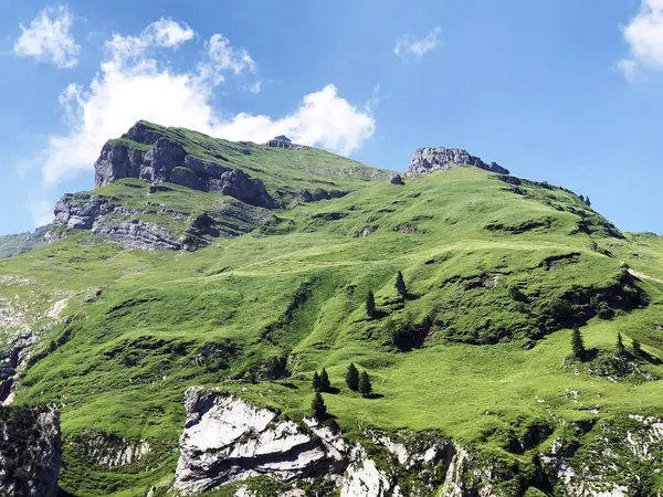 Szczyt Alpejski Schafler Lub Schaefler Górach Alpstein Regionie Appenzellerland Canton — Zdjęcie stockowe