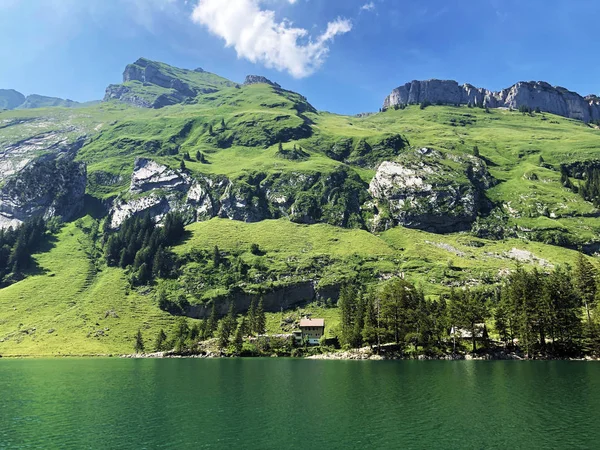 Picos Alpinos Schafler Schaefler Ebenalp Cordillera Alpstein Región Appenzellerland Cantón —  Fotos de Stock