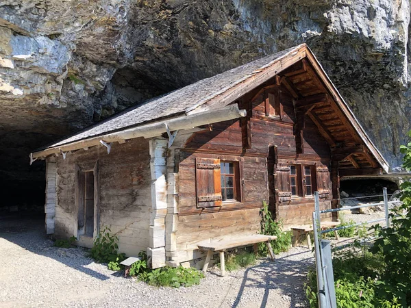 Casas Ermitaños Nachgebautes Eremitenhaus Eremitenhauschen Oder Eremitenhaeuschen Cordillera Alpstein Región —  Fotos de Stock