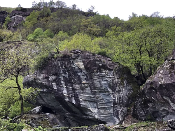 Granite Rock Formations Maggia Valley Valle Maggia Maggiatal Tegna Canton — Stock Photo, Image