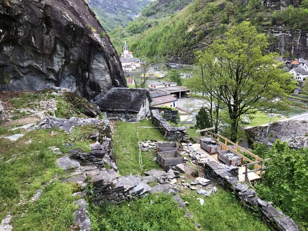 Terrasserna Den Sott Piodau Plats Bignasco Canton Ticino Schweiz — Stockfoto