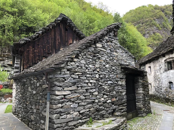 Traditionell Arkitektur Och Gamla Hus Bignasco Village Maggia Dalen Eller — Stockfoto