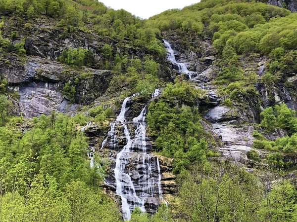 Cachoeira Riacho Cranzunasc Cranzuenasc Vale Bavona Valle Bavona Val Bavona — Fotografia de Stock