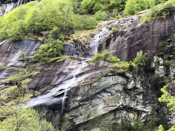 Säsongsmässiga Vattenfall Bavona Dalen Eller Valle Bavona Val Bavona Eller — Stockfoto