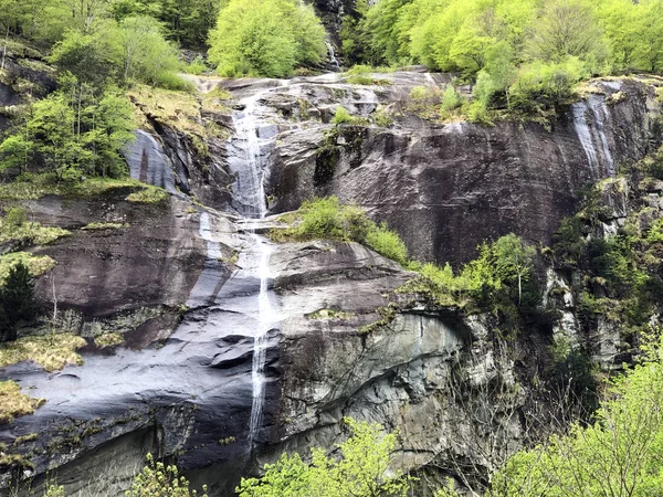 Cascate Stagionali Val Bavona Valle Bavona Val Bavona Das Bavonatal — Foto Stock