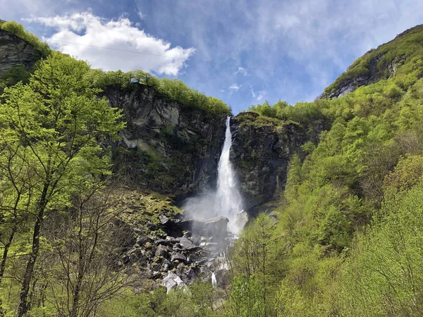 Foroglio Waterfall Cascata Foroglio Bavona Valley Valle Bavona Val Bavona — Stock Photo, Image