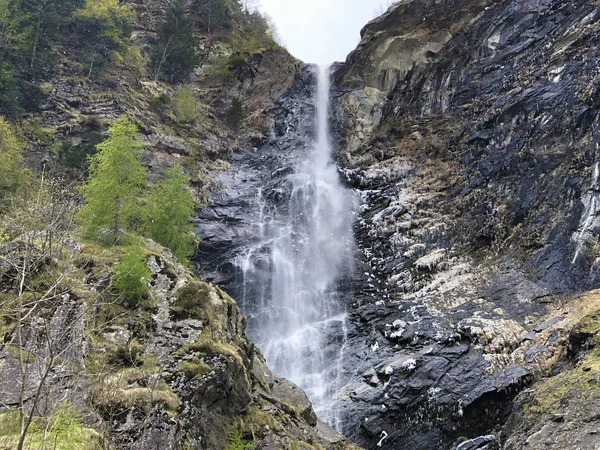 小川のリ クリス ピアノ ペッチャの滝 マッジャー渓谷またはヴァッレ マッジャーまたはマギータール ティチーノ州 スイス — ストック写真