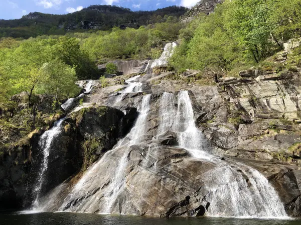 Cascada Cascata Delle Sponde Wasserfall Cascata Delle Sponde Riveo Valle — Foto de Stock