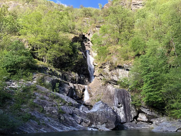 Cascada Cascata Giumaglio Wasserfall Cascata Giumaglio Giumaglio Valle Maggia Valle — Foto de Stock