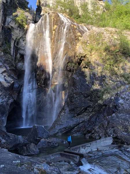 Waterfall Salto Maggia Wasserfall Salto Maggia Maggia Valley Valle Maggia — Stock Photo, Image