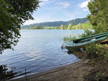 Suni göl Sihlsee veya Stausee Sihlsee, Willerzell-Schwyz Kantonu, Isviçre