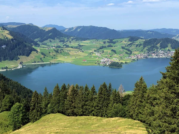 Umělé Jezero Sihlsee Nebo Stausee Sihlsee Willerzell Kanton Schwyz Švýcarsko — Stock fotografie