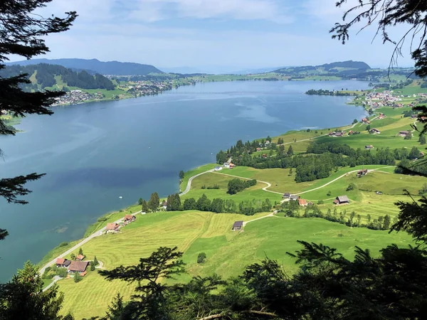 Sztuczne Jezioro Sihlsee Lub Stausee Sihlsee Willerzell Kanton Schwyz Szwajcaria — Zdjęcie stockowe