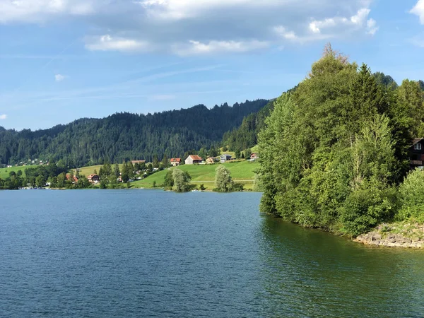 Kunstmatige Meer Sihlsee Stausee Sihlsee Willerzell Kanton Schwyz Zwitserland — Stockfoto