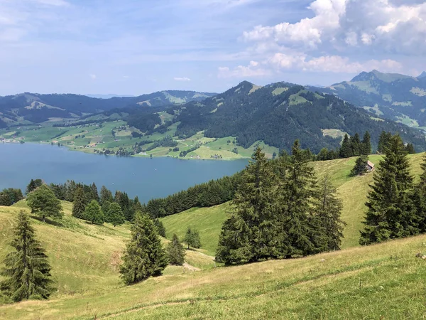 人工湖シルゼーまたはスタウゼー シールゼー グロス シュヴィーツ州 スイス — ストック写真