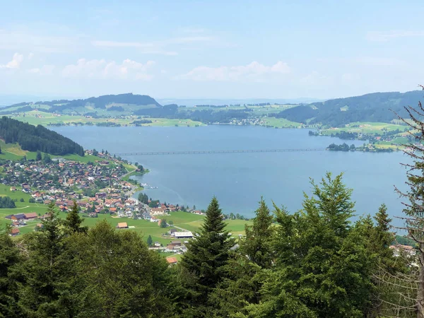 Τεχνητή Λίμνη Sihlsee Σταυροδες Sihlsee Μικτό Καντόνι Του Σβιτς Ελβετία — Φωτογραφία Αρχείου