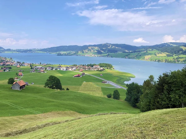 Τεχνητή Λίμνη Sihlsee Σταυροδες Sihlsee Μικτό Καντόνι Του Σβιτς Ελβετία — Φωτογραφία Αρχείου