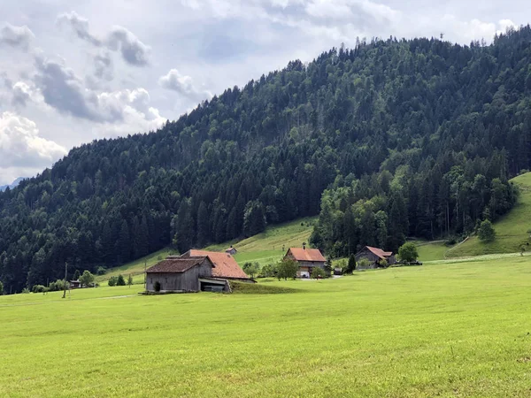 Arquitectura Tradicional Casa Rural Valle Del Lago Sihlsee Gross Cantón — Foto de Stock