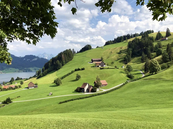Almen Und Wiesen Sihltal Und Künstlichen Sihlsee Einsiedeln Kanton Schwyz — Stockfoto