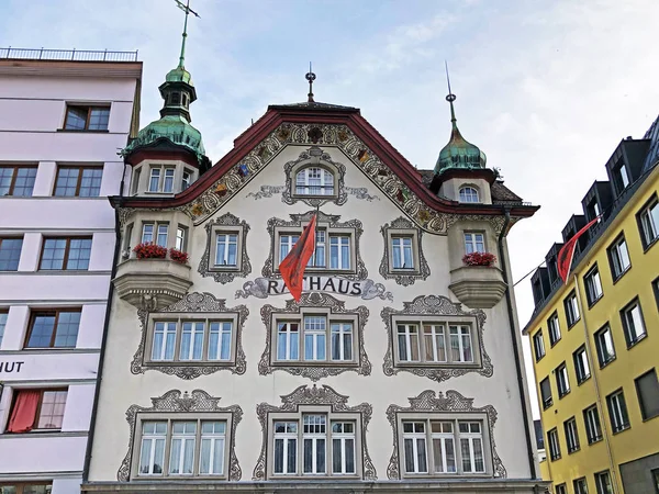 City Hall Einsiedeln City Rathaus Von Einsiedeln Canton Schwyz Switzerland — Stock Photo, Image