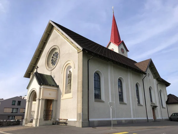 Katholieke Parochiekerk Van Sint Jozef Katholische Pfarrkirche Josef Einsiedeln Kanton — Stockfoto