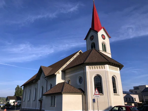 Chiesa Parrocchiale Cattolica Joseph Katholische Pfarrkirche Josef Einsiedeln Cantone Schwyz — Foto Stock