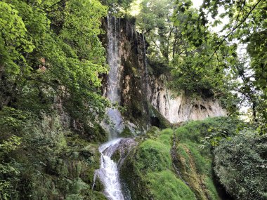 Şelale Skakavac bir Park orman Jankovac veya Tokat Skakavac u Park sumi Jankovac - Papuk doğa parkı, Hırvatistan