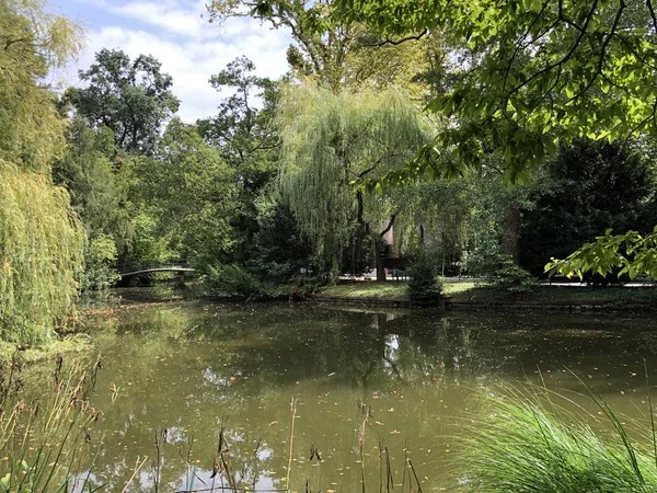 Πρώτη Λίμνη Στο Πάρκο Maksimir Prvo Jezero Maksimirskom Perivoju Ili — Φωτογραφία Αρχείου